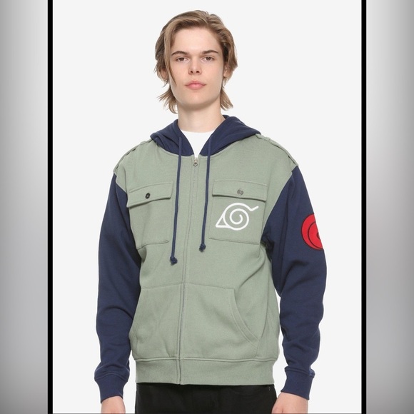 Naruto Shippuden Kakashi Hatake Zip Hoodie Sweatshirt Uzumaki Clan Large - Picture 1 of 14